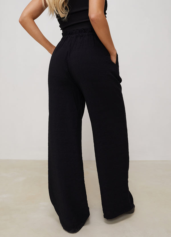 Gym King Signature Woven Wide Leg Trouser - Black