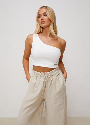 Gym King Asymmetric Crop - White