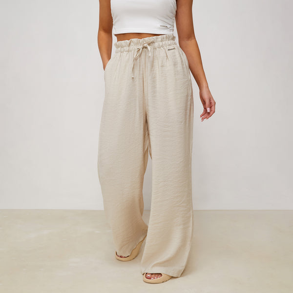 Gym King Signature Woven Paperbag Trousers - Warm Linen