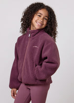 Gym King Older Kids Athletics Club Borg Cropped Full Zip Jacket - Mulberry thumbnail