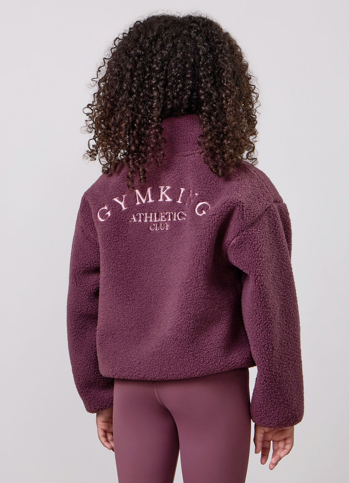 Gym King Older Kids Athletics Club Borg Cropped Full Zip Jacket - Mulberry