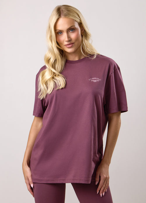 Gym King T-shirt 'Athletics Club Boyfriend' - Mulberry