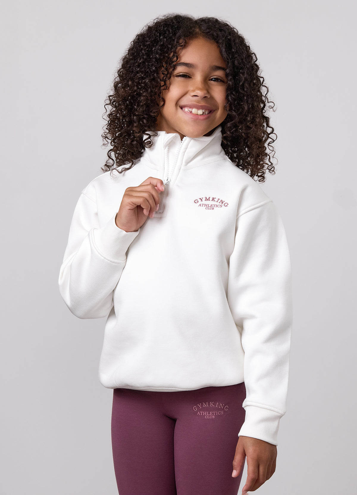 Gym King Older Kids Athletics Club 1/4 Zip Funnel - Cream