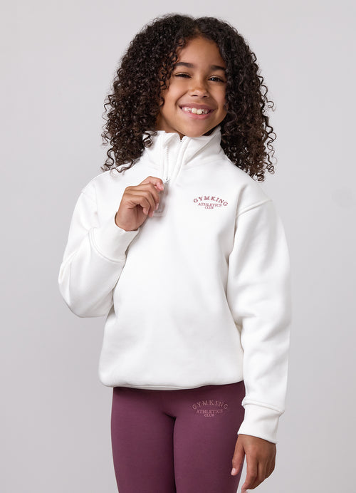 Gym King Older Kids Athletics Club 1/4 Zip Funnel - Cream
