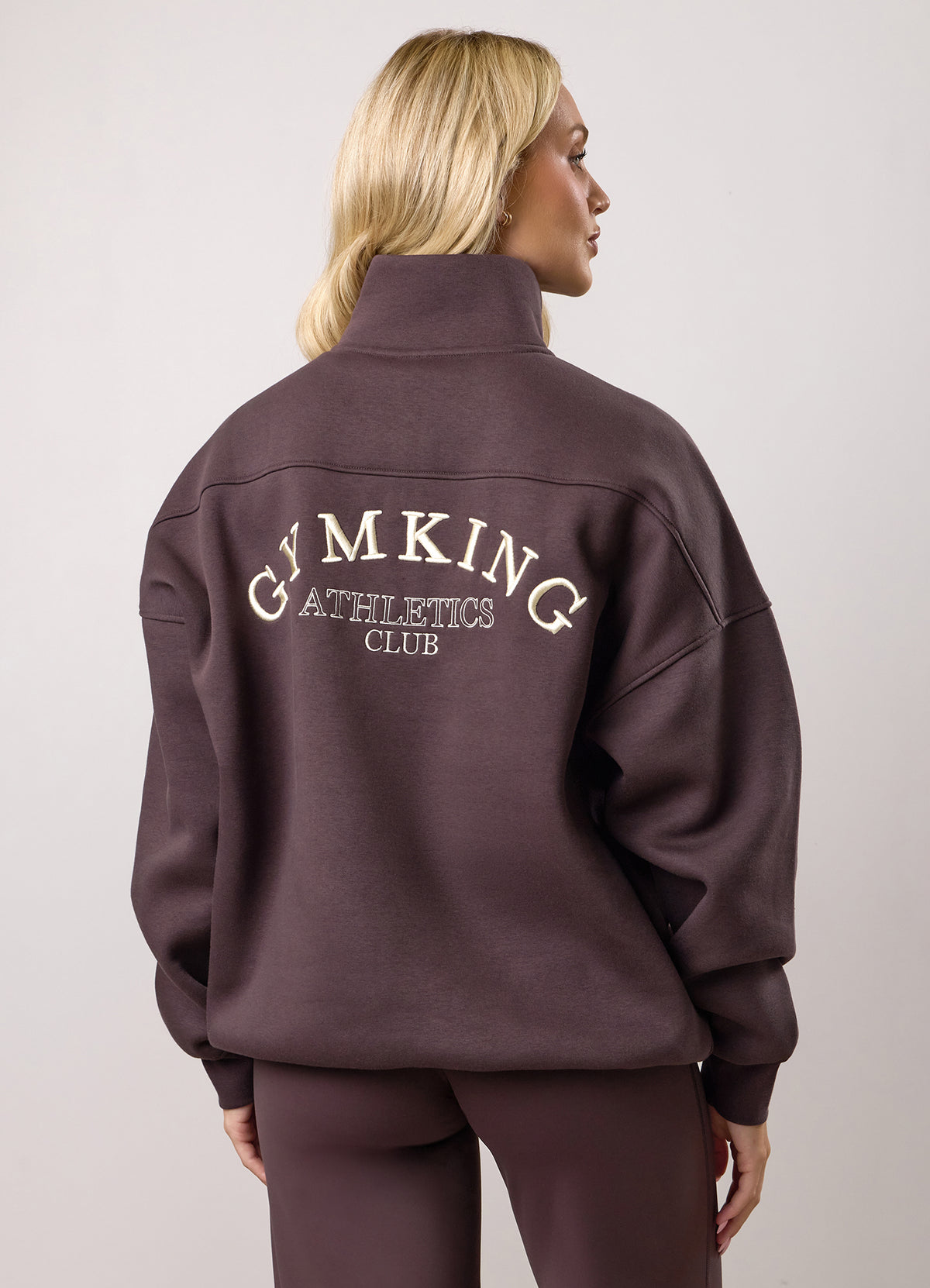 Gym King Athletics Club 1/4 Zip Funnel - Cherry Brown