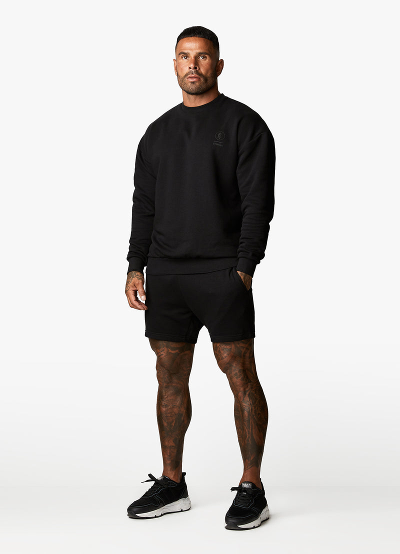 Gym King Aventus Drop Shoulder Crew - Black