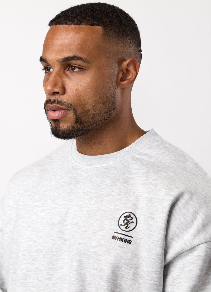 Gym King Aventus Fleece Crew Tracksuit - Snow Marl