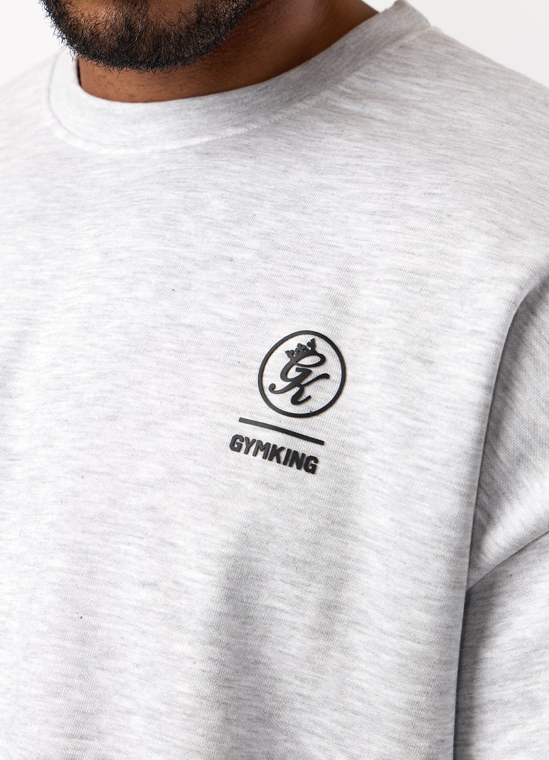 Gym King Aventus Fleece Crew Tracksuit - Snow Marl