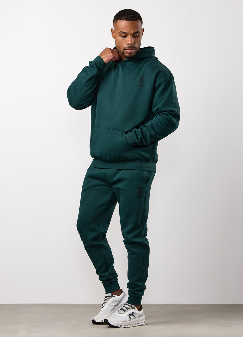 Gym King Aventus Fleece Hood Tracksuit - Deep Forest Green