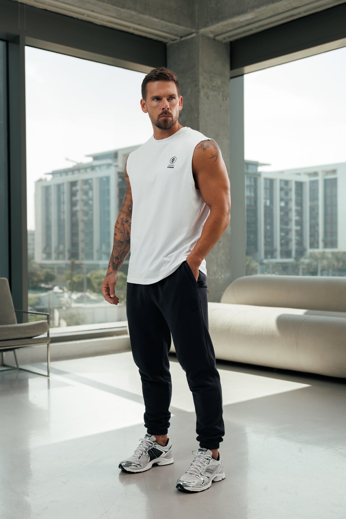Gym King Aventus Jersey Vest - White