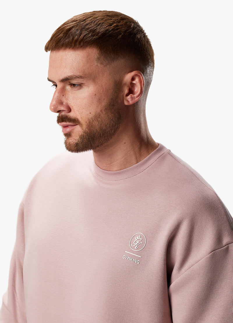 Gym King Aventus Drop Shoulder Crew - Dusky Pink