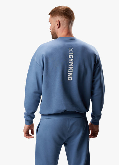 Gym King Aventus Drop Shoulder Crew - Blue Smoke