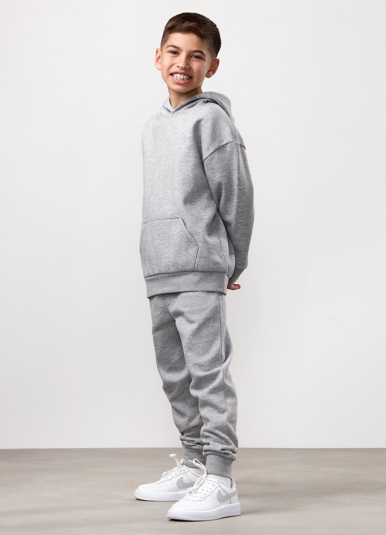Gym King Kids Aventus Hood Tracksuit - Grey Marl