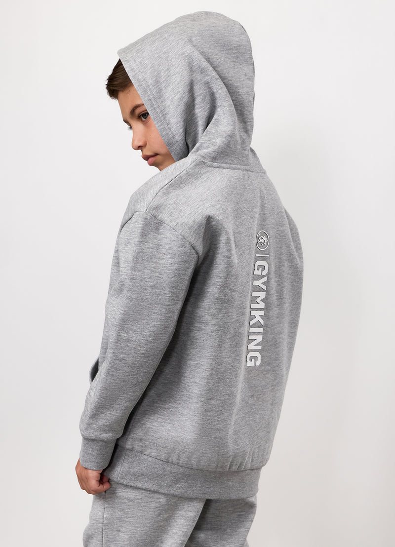 Gym King Kids Aventus Hood Tracksuit - Grey Marl