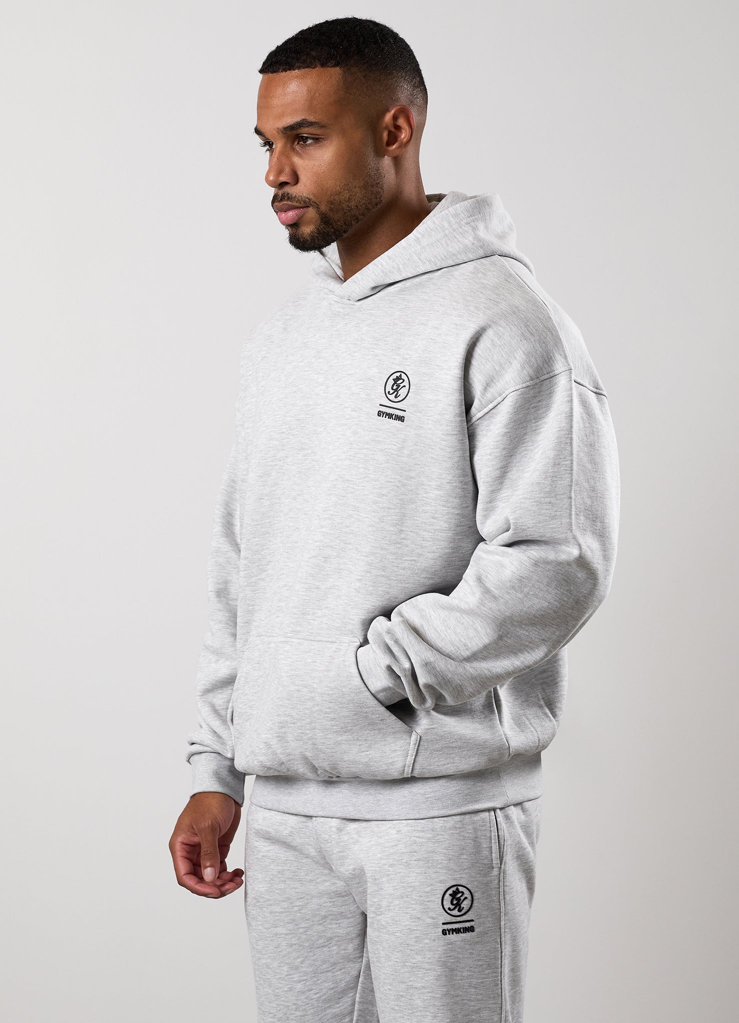 Gym King Aventus Fleece Hood - Snow Marl