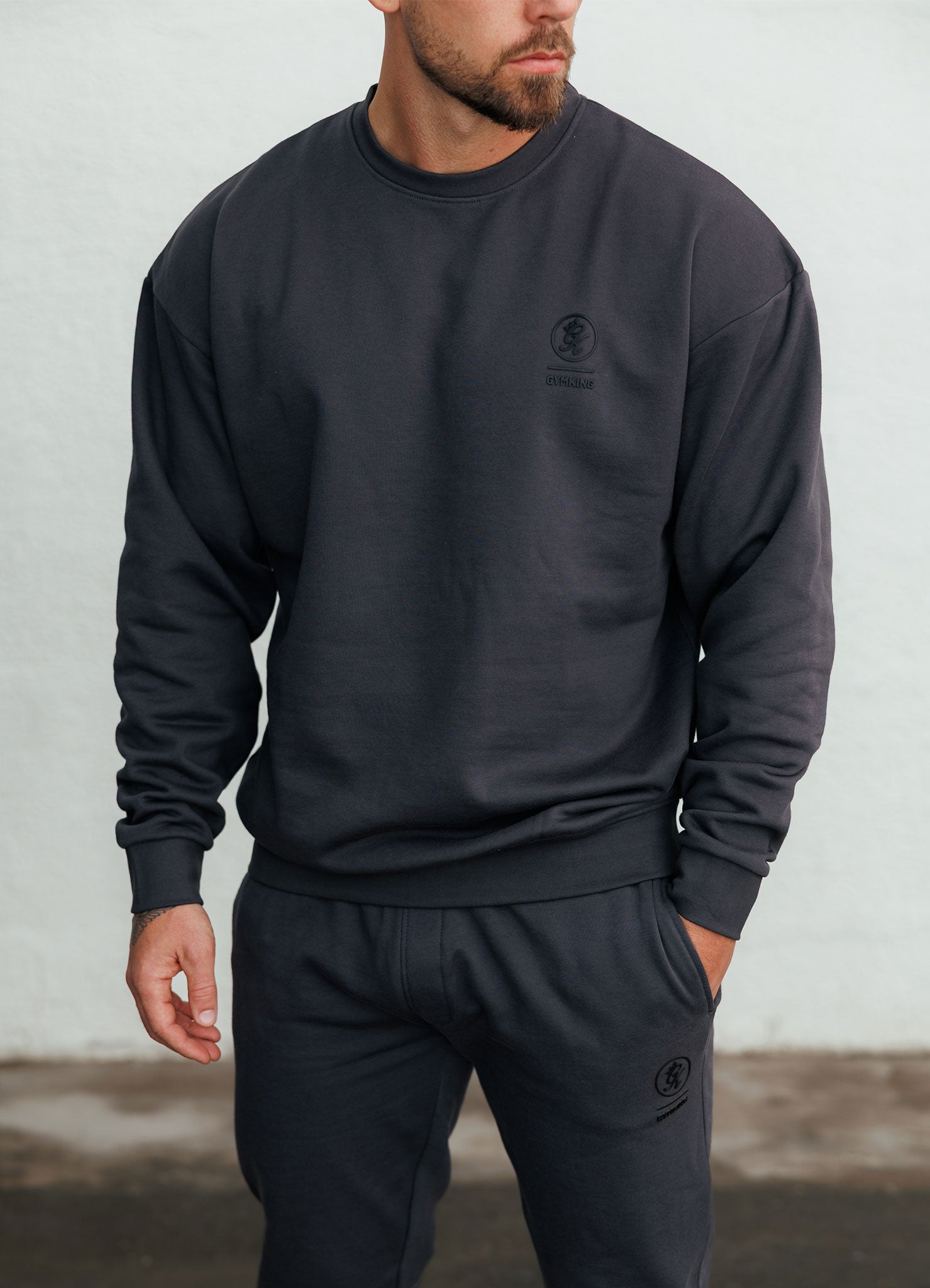 Gym King Aventus Fleece Crew - Dark Pewter