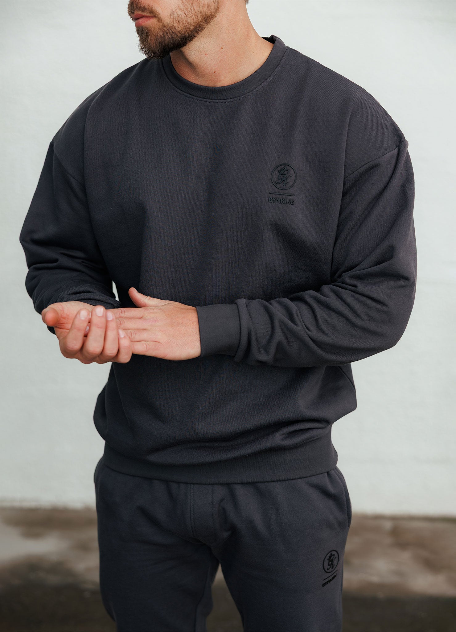 Gym King Aventus Fleece Crew - Dark Pewter