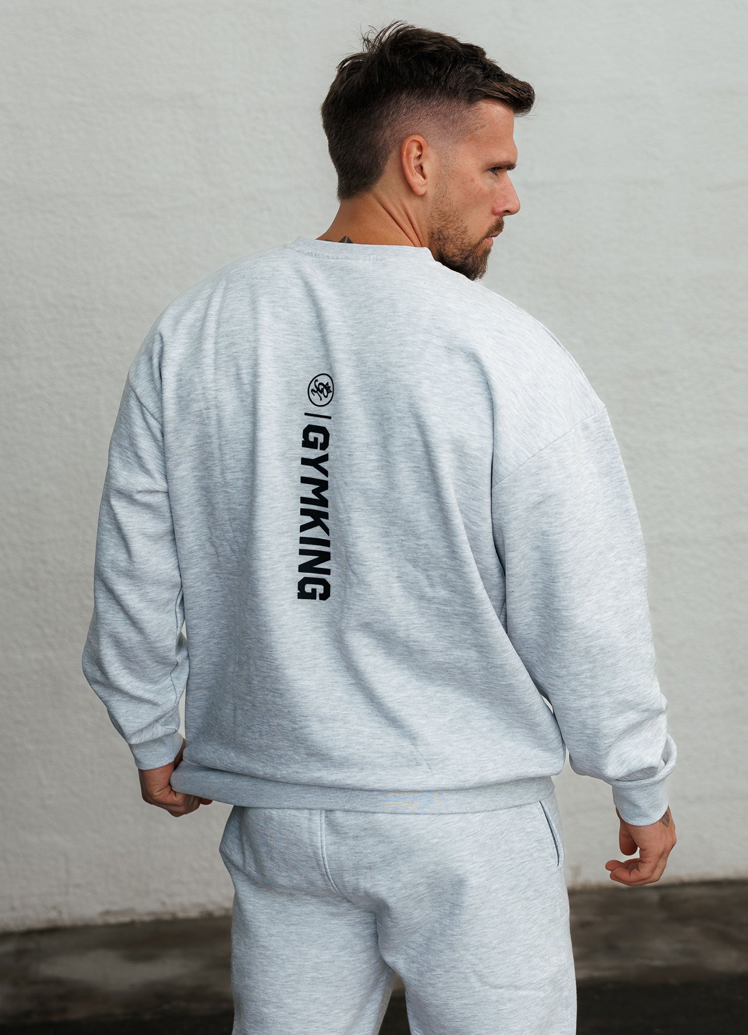 Gym King Aventus Fleece Crew - Snow Marl