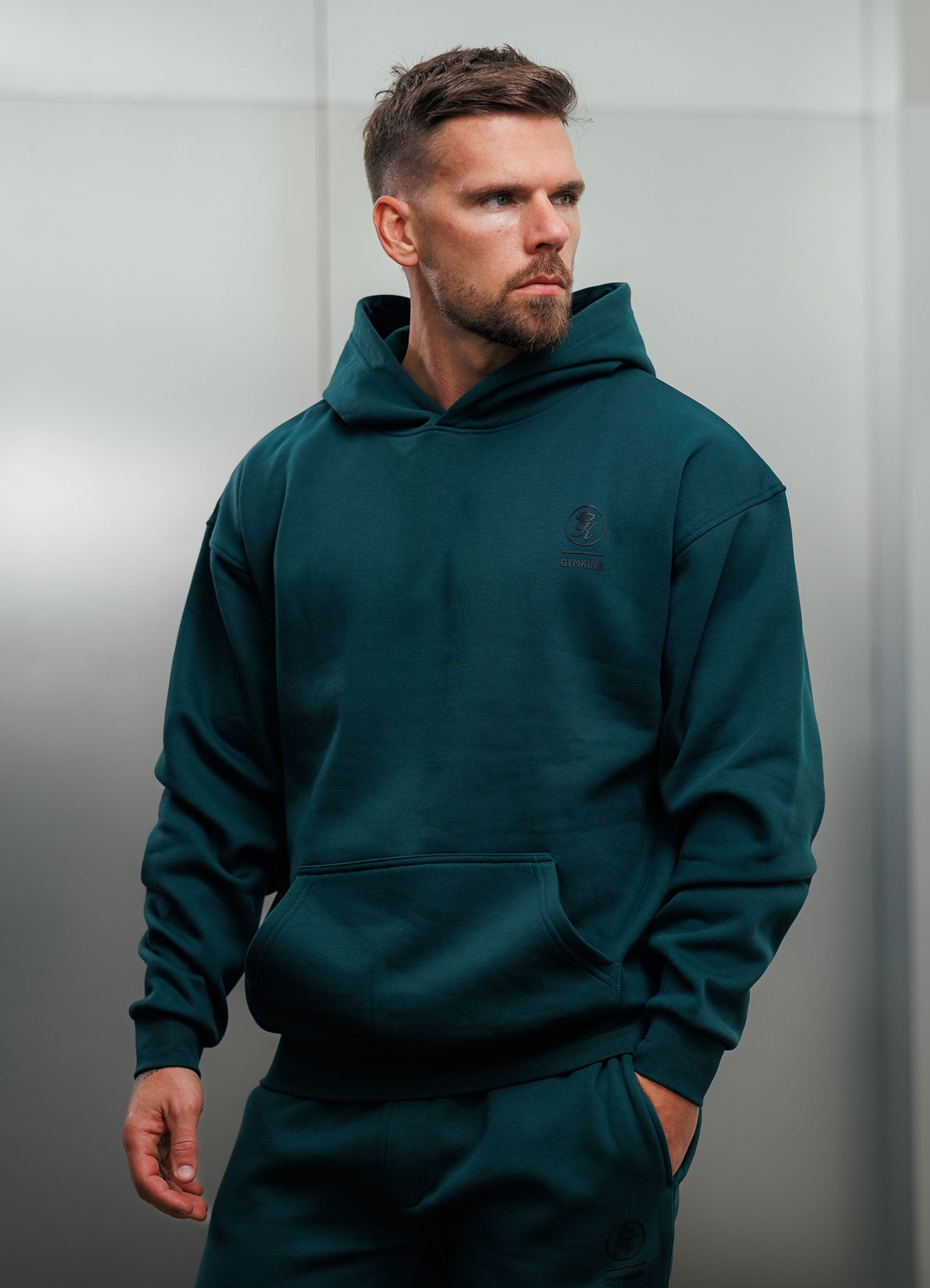 Gym King Aventus Fleece Hood - Deep Forest Green