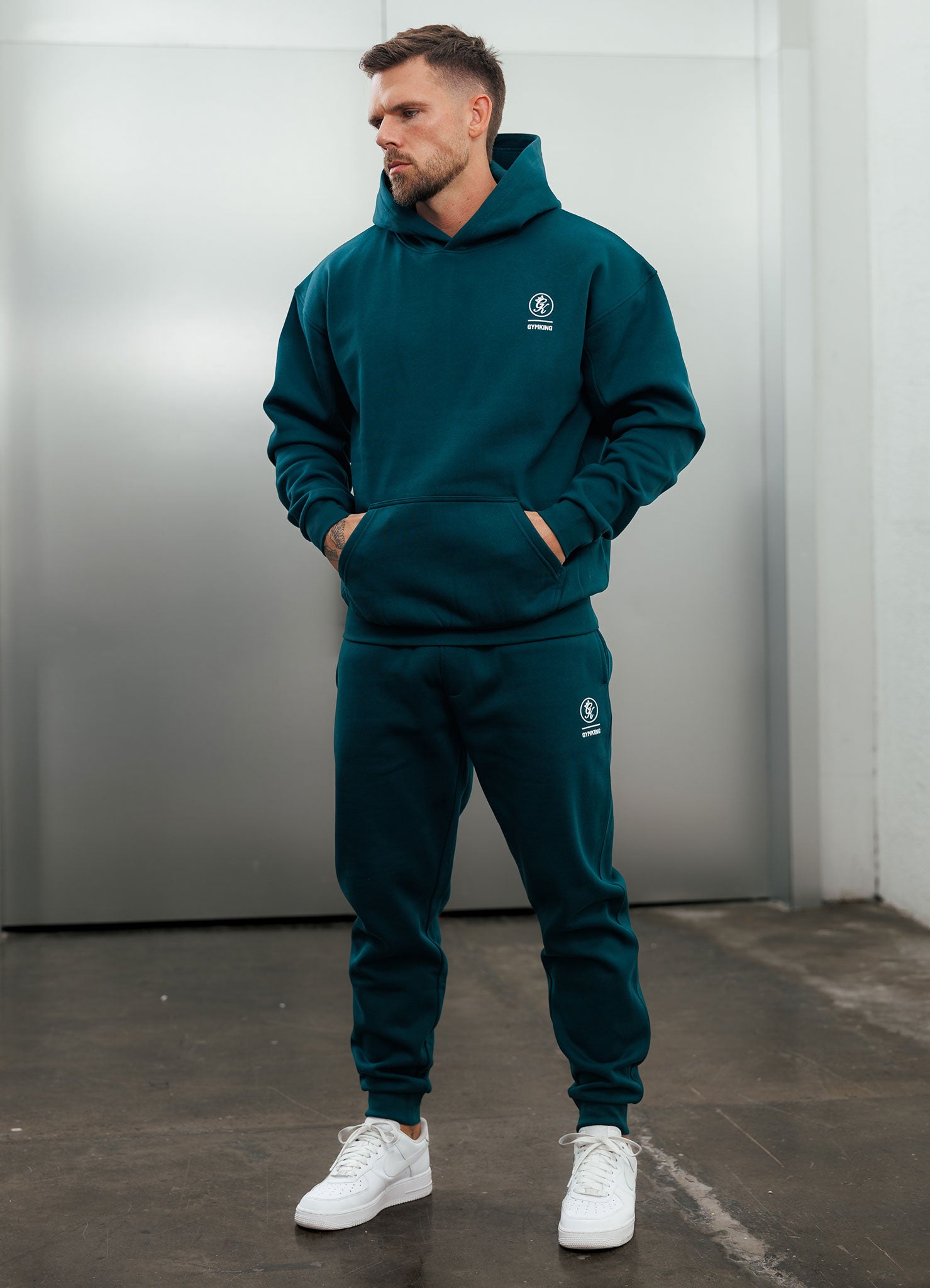 Gym King Aventus Fleece Hood Tracksuit - Teal