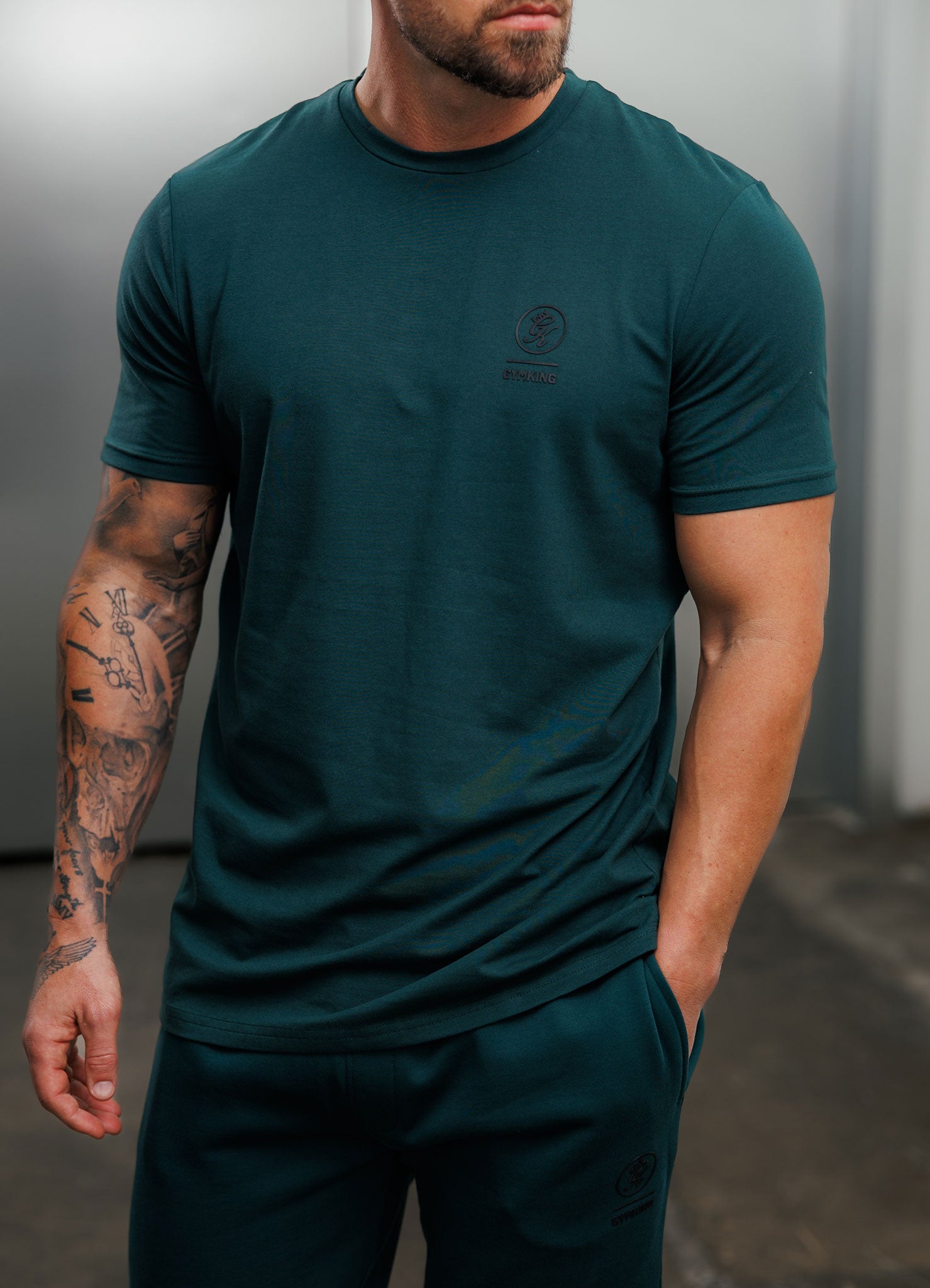 Gym King Aventus Jersey Tee - Deep Forest Green