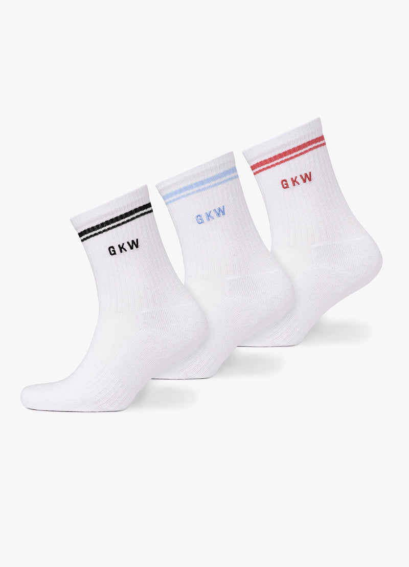 GKW Tipping Crew Sock - White/Black/Hydrangea Blue/Watermelon