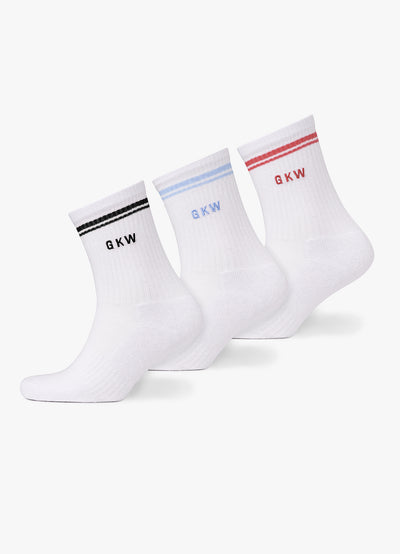 GKW Tipping Crew Sock - White/Black/Hydrangea Blue/Watermelon