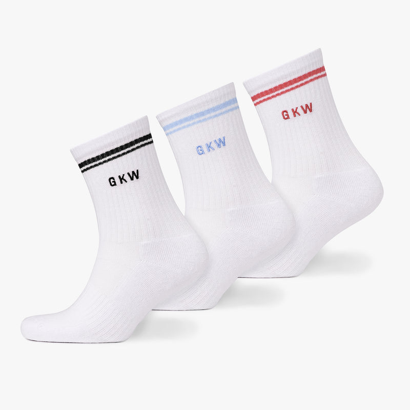 GKW Tipping Crew Sock - White/Black/Hydrangea Blue/Watermelon