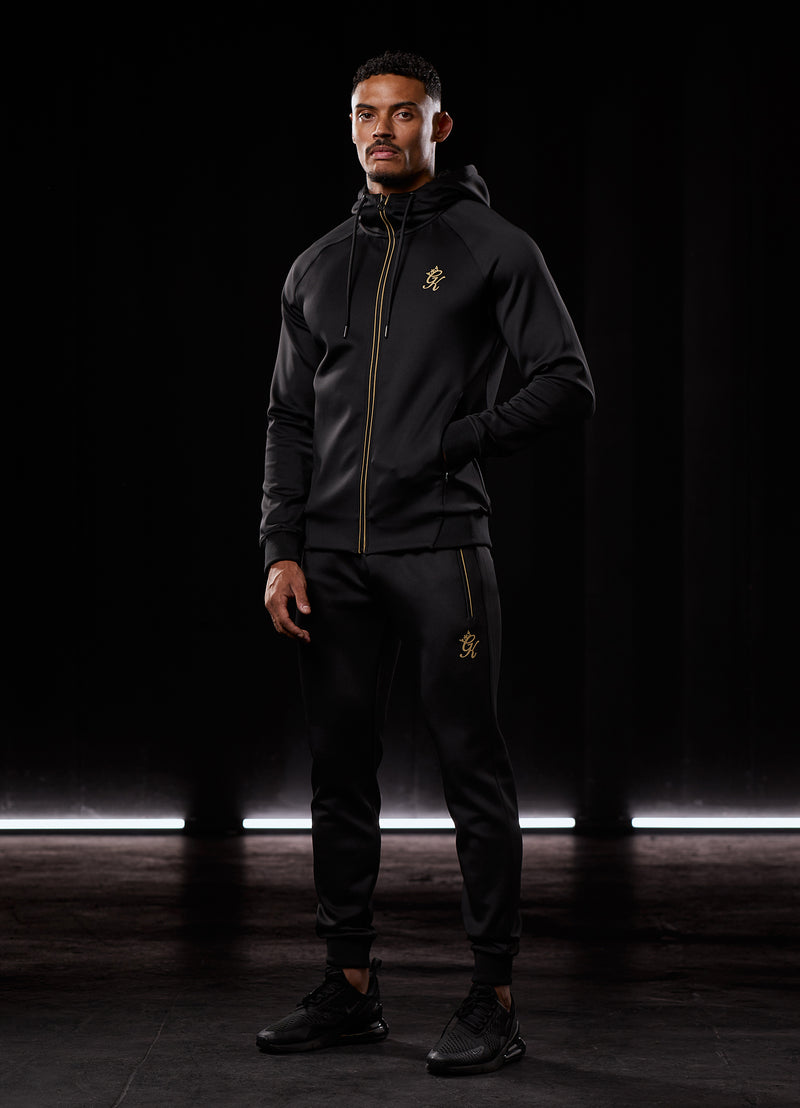 Gym King Full Zip Poly Hood - Black/Gold