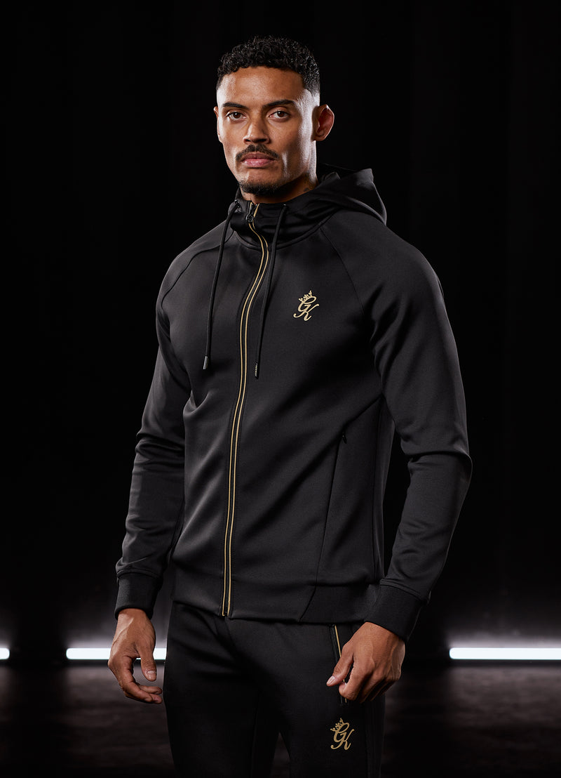 Gym King Full Zip Poly Hood - Black/Gold