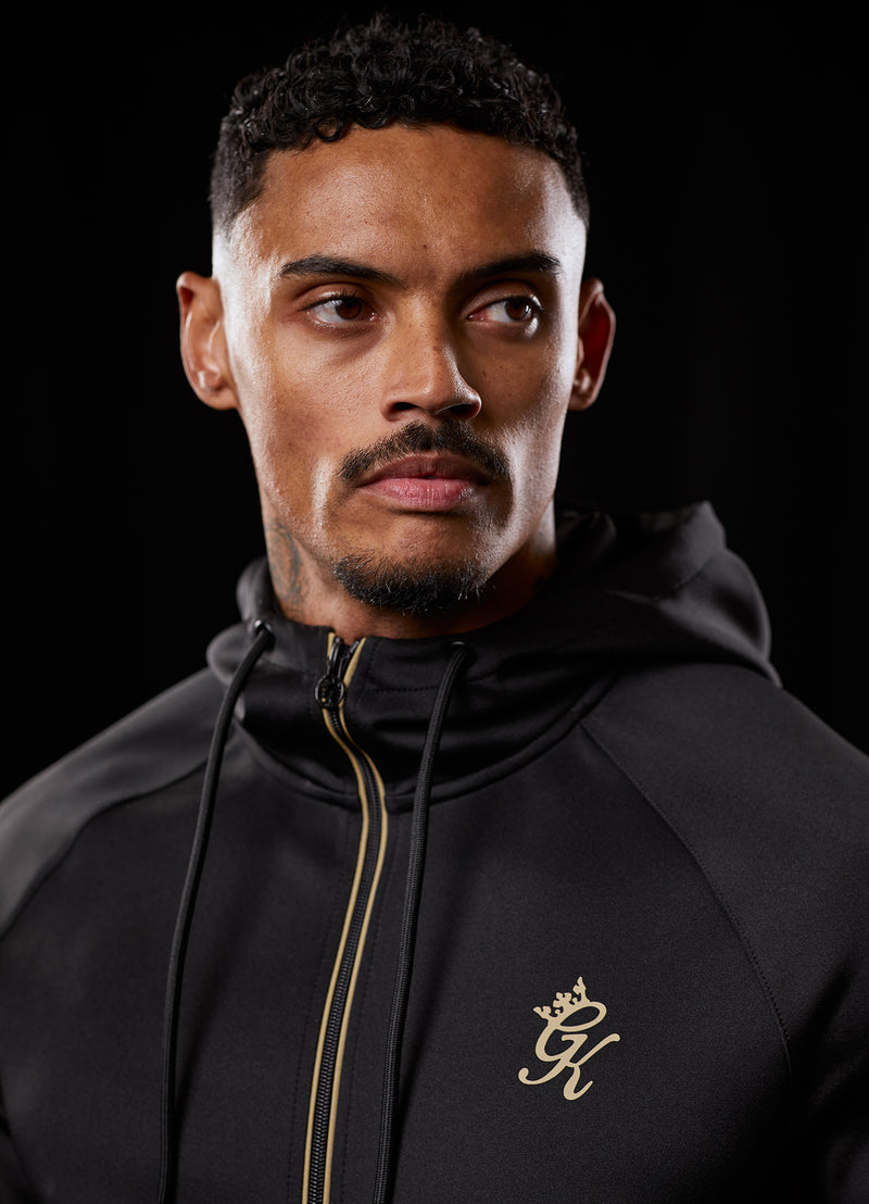 Gym King Full Zip Poly Hood - Black/Gold