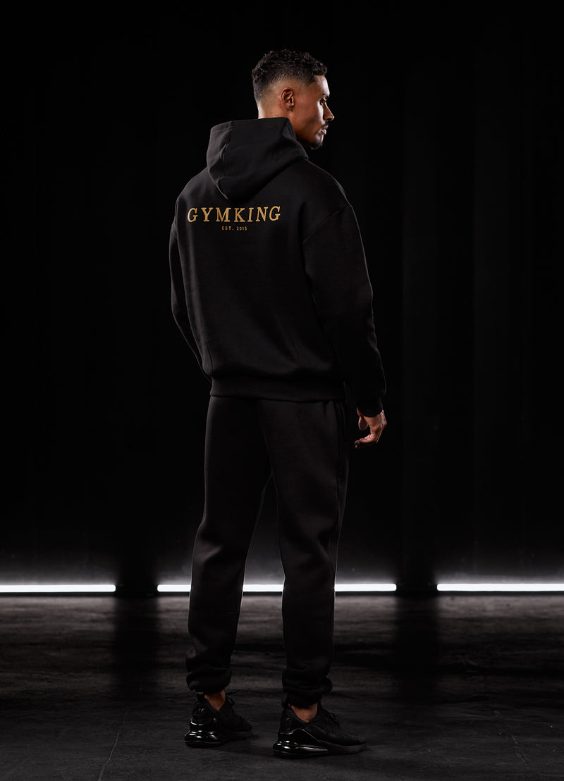 Gym King Oversized Logo Hoodie - Black/Gold