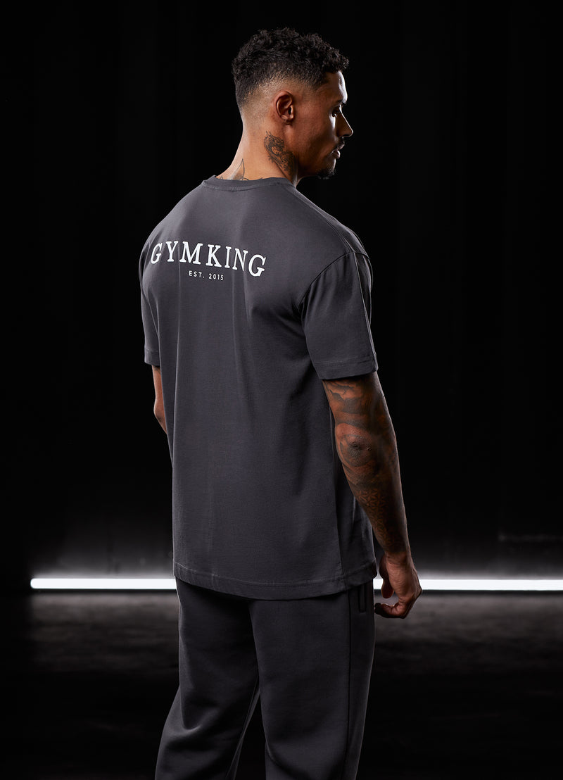 Gym King Oversized Logo T-shirt - Dark Pewter