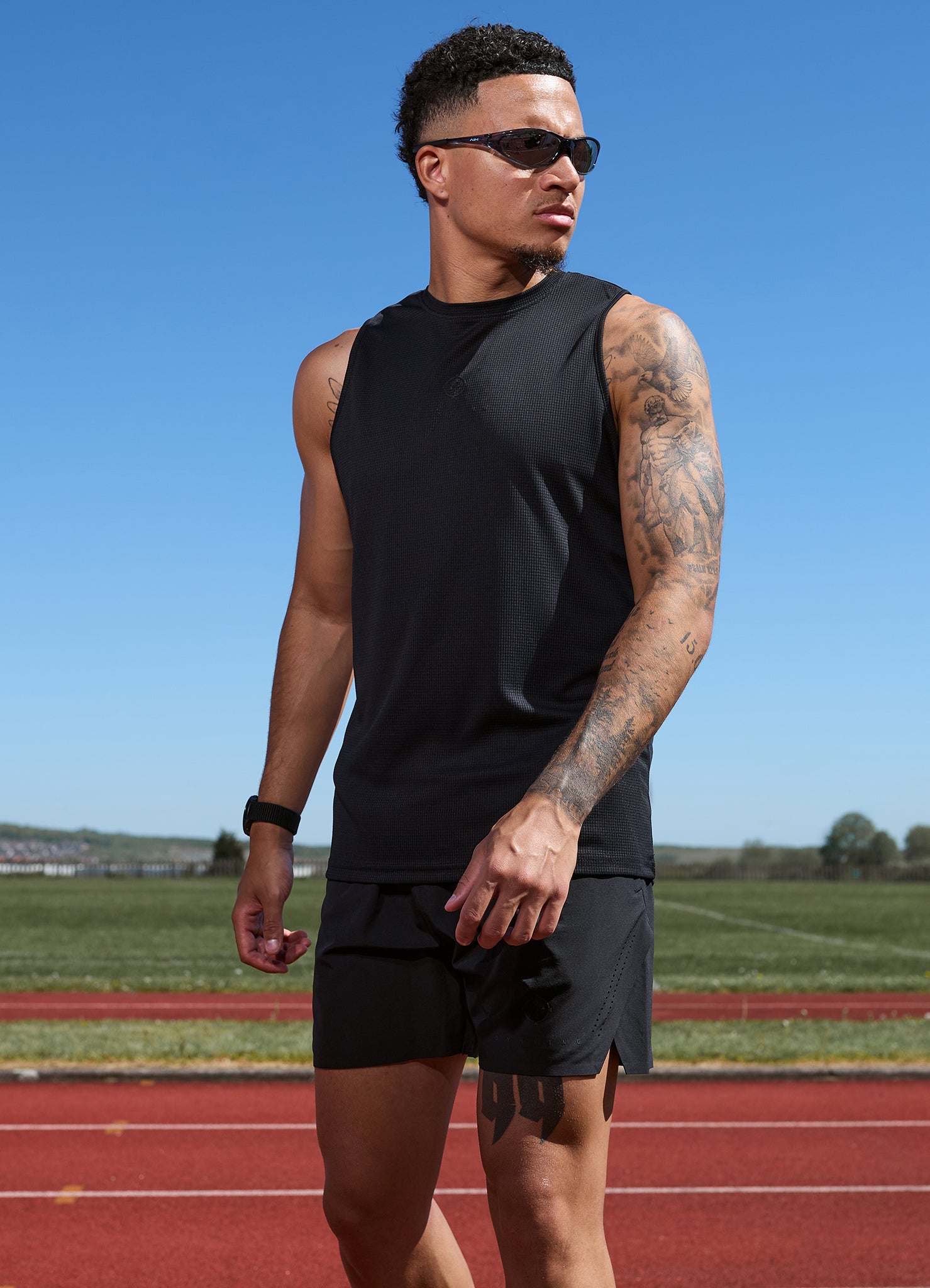 Gym King Rebellion Grit AOP Vest - Black