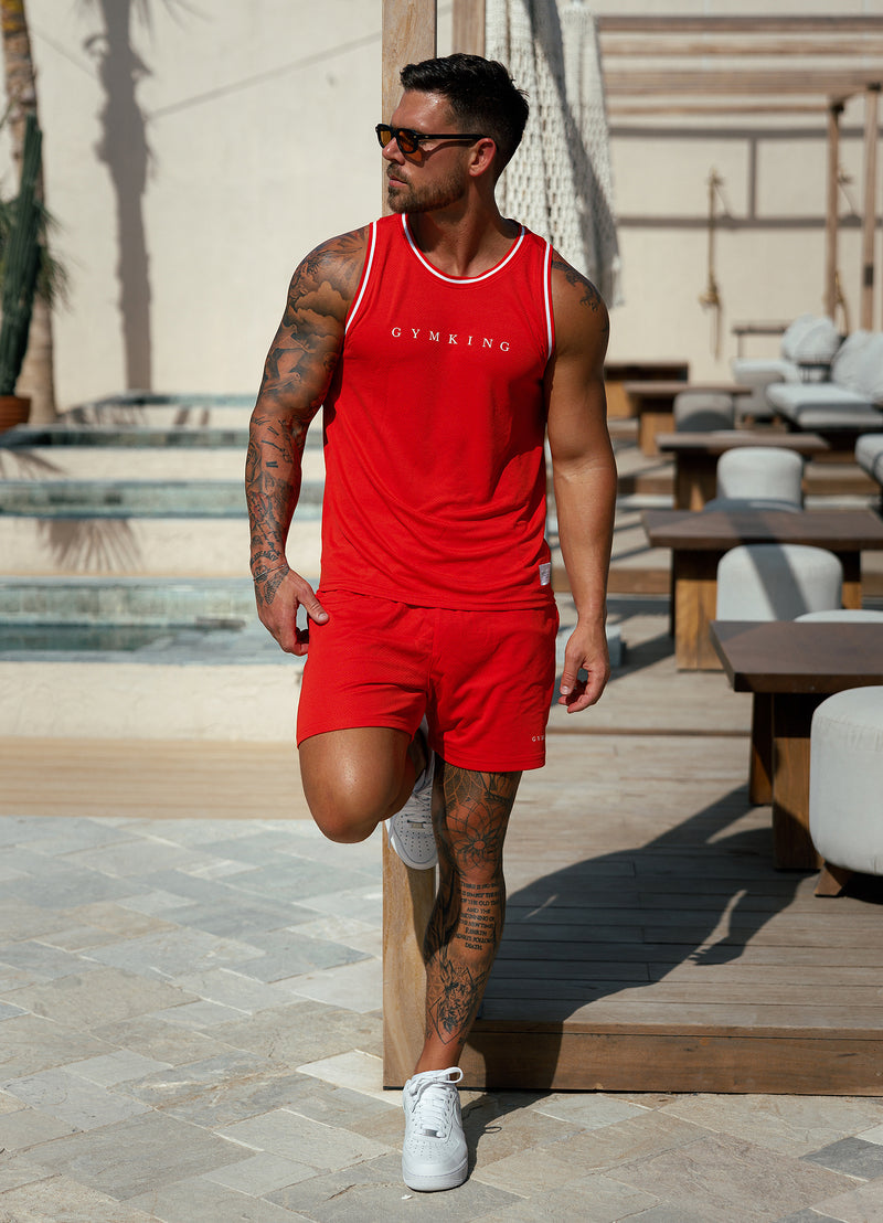 Gym King Brooklyn Mesh Vest - Chilli Red