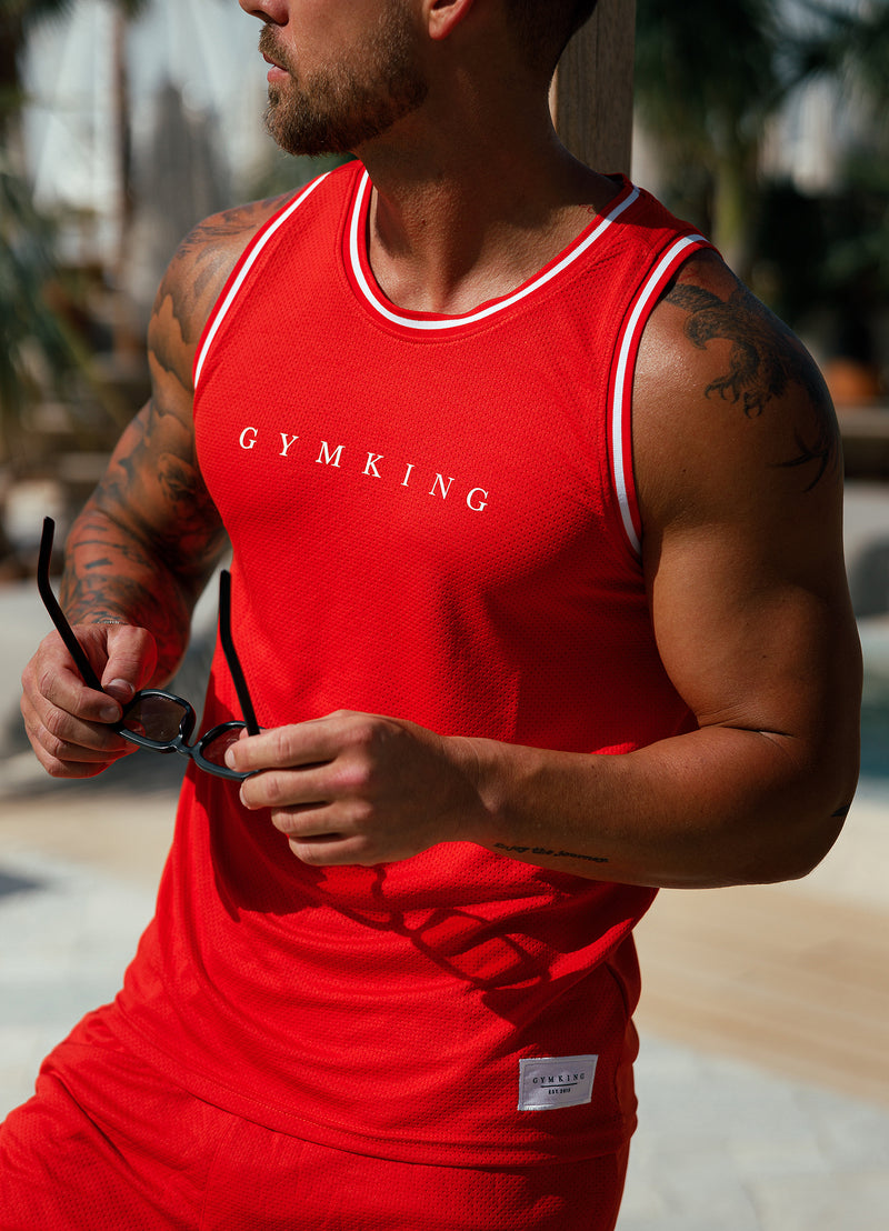 Gym King Brooklyn Mesh Vest - Chilli Red