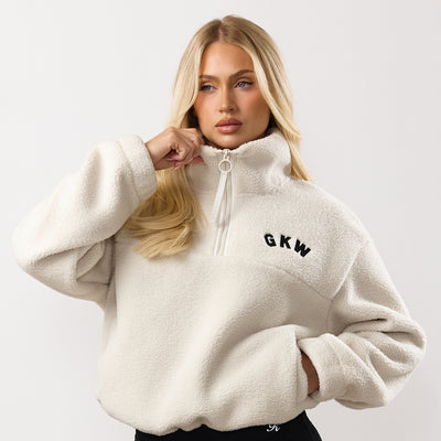 womens cream 1/4 zip fleece
