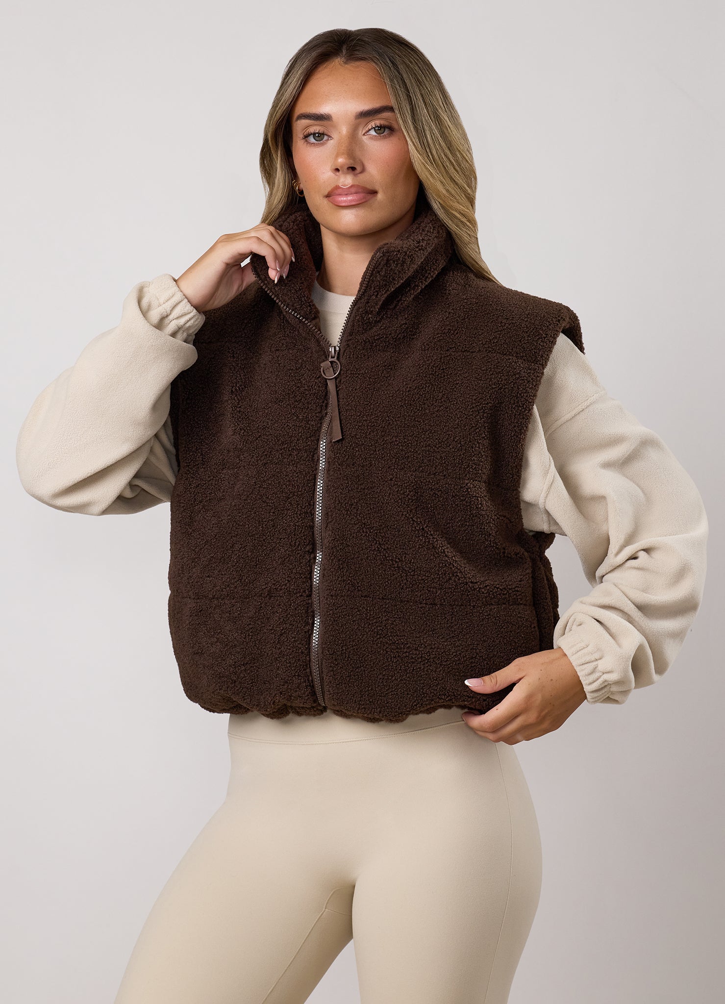 Gym King Fleece Gilet - Ganache
