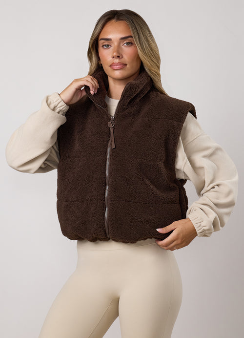 Gym King Fleece Gilet - Ganache