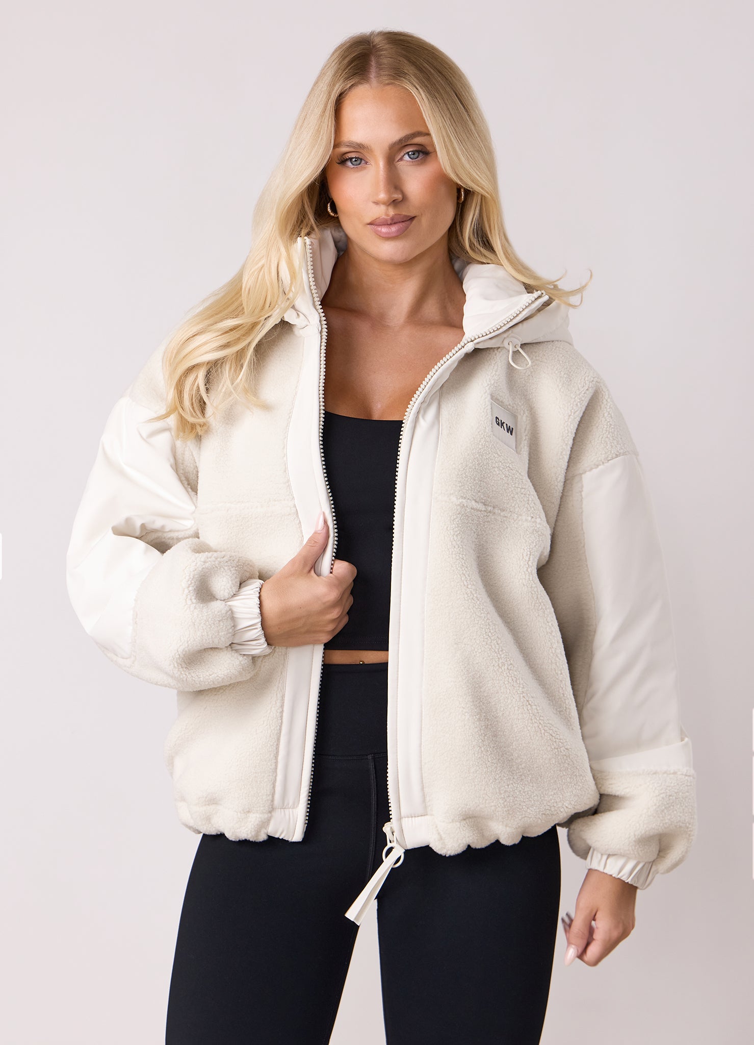 Gym King Borg/Woven Jacket - Cream