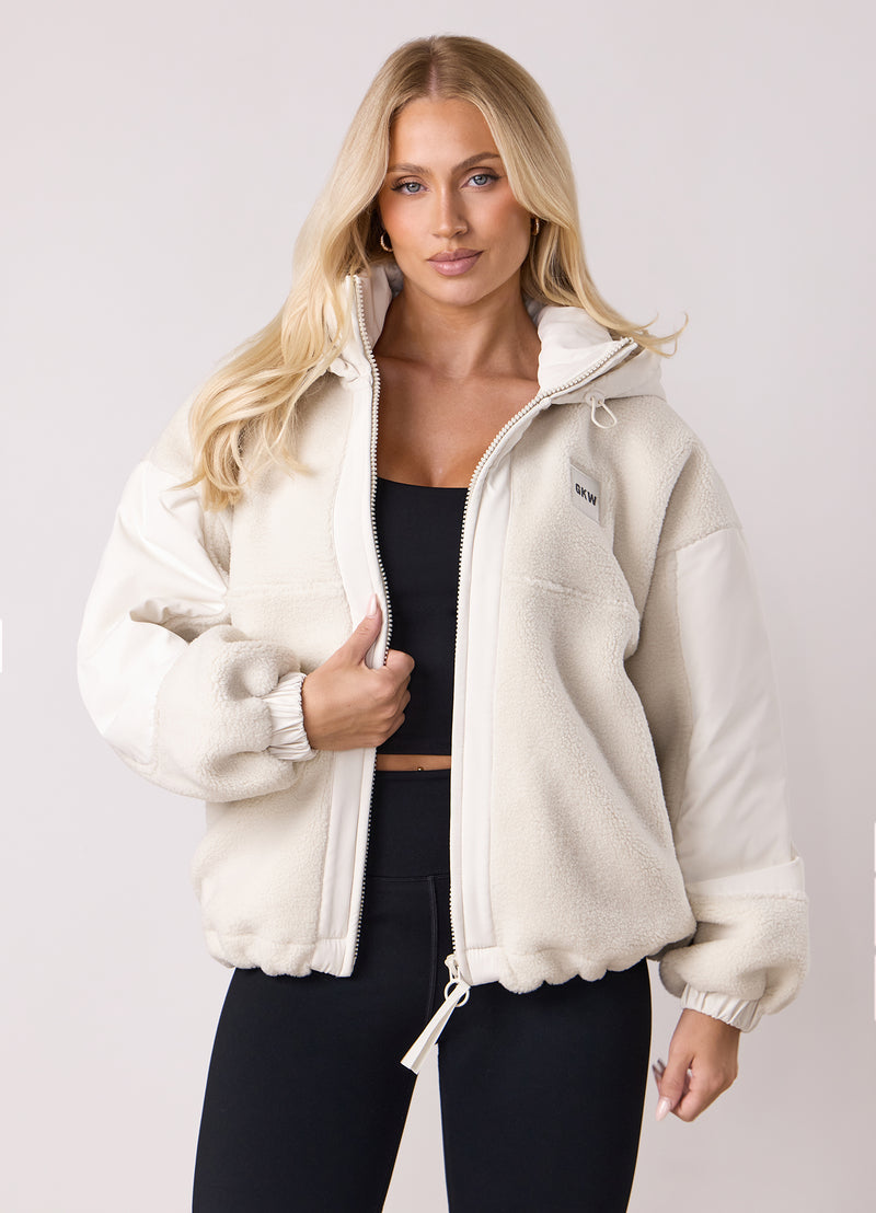 Gym King Borg/Woven Jacket - Cream