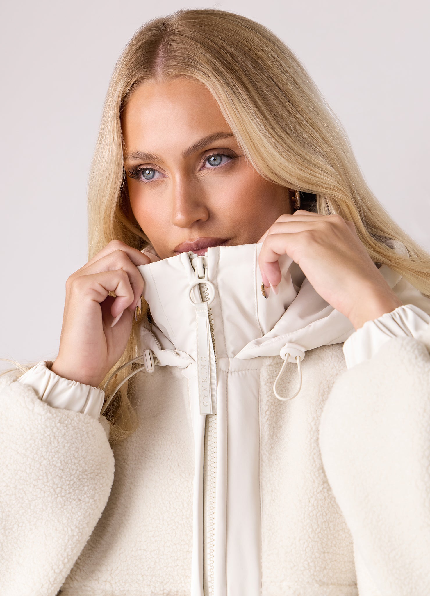 Gym King Borg/Woven Jacket - Cream