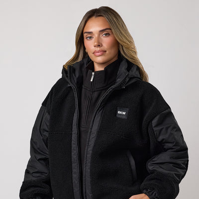 Gym King Fleece/Woven Jacket - Black