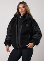 Gym King Fleece/Woven Jacket - Black thumbnail