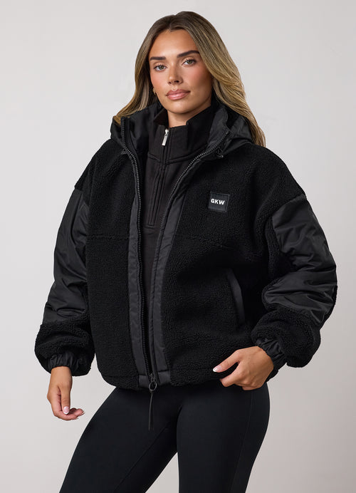 Gym King Fleece/Woven Jacket - Black
