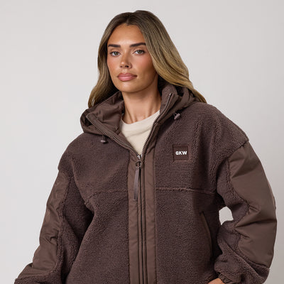 Gym King Fleece/Woven Jacket - Deep Mocha