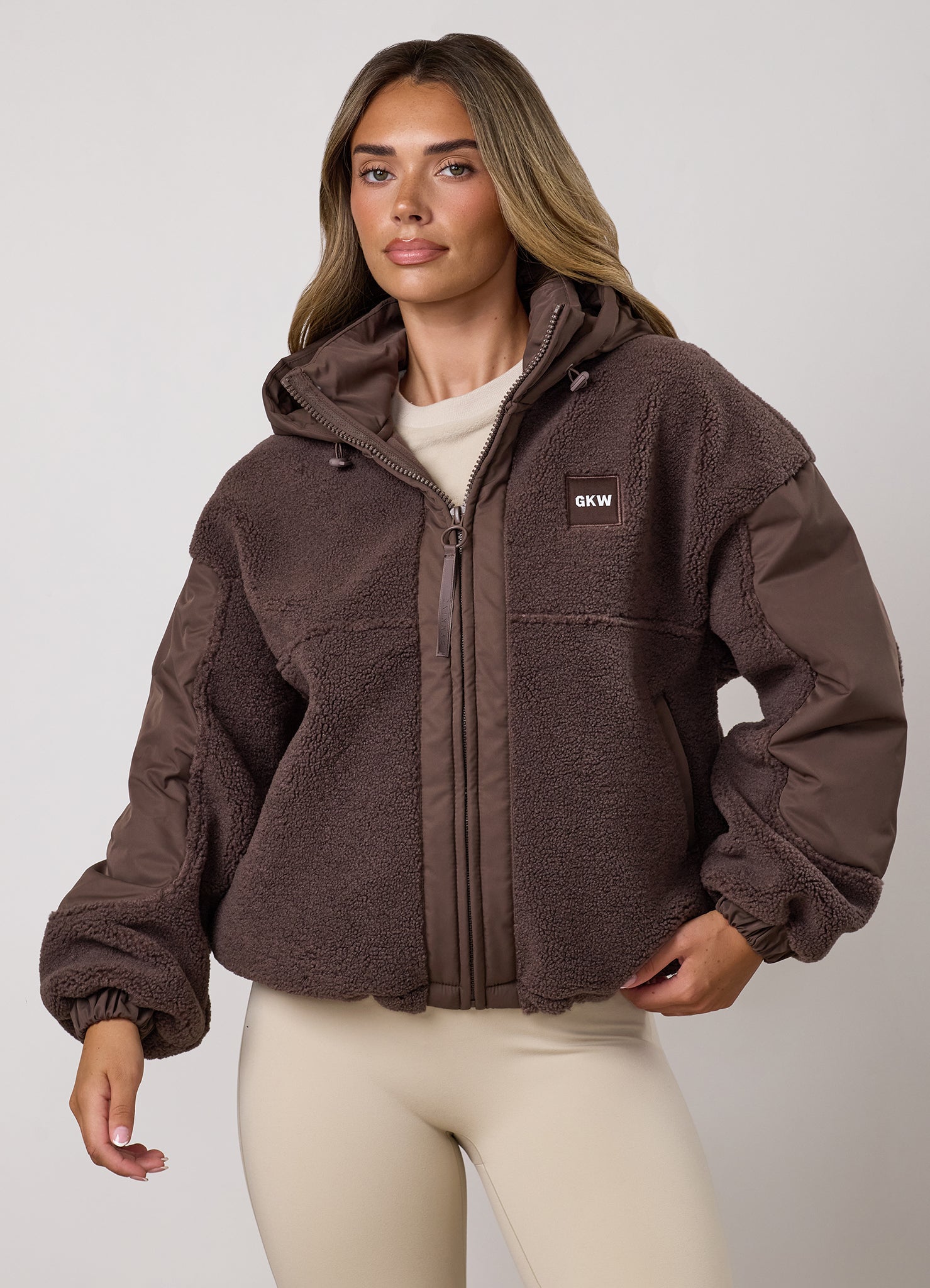 Gym King Fleece/Woven Jacket - Deep Mocha