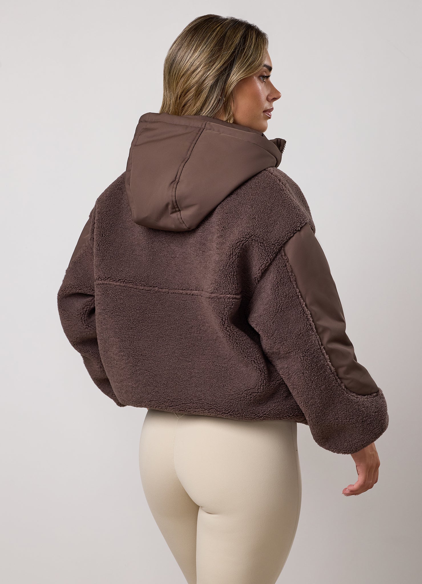 Gym King Fleece/Woven Jacket - Deep Mocha