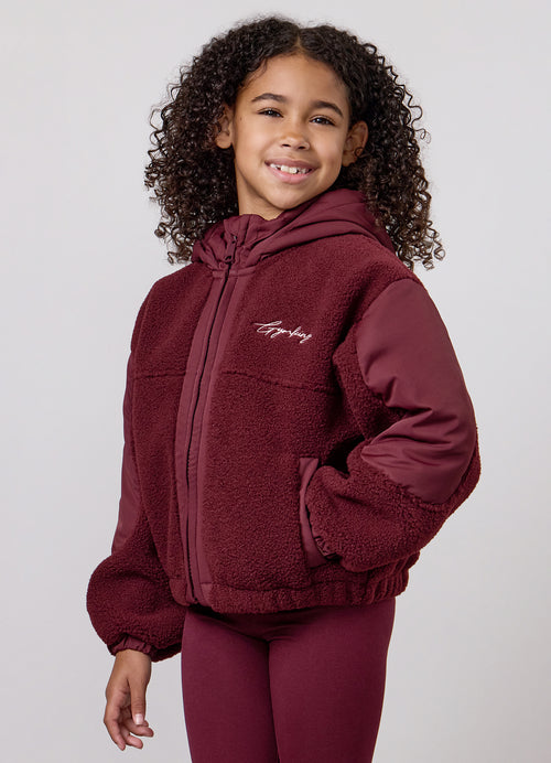 Gym King Older Kids Borg / Woven Jacket - Deep Cherry