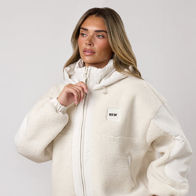 Gym King Fleece/Woven Jacket - Cream